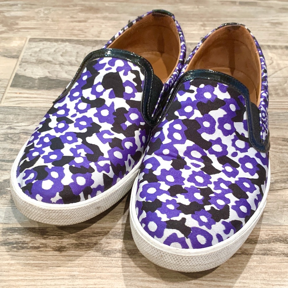 Jimmy Choo Demi Violet Floral Printed Jacquard Slip On Sneakers - Picture 5 of 14